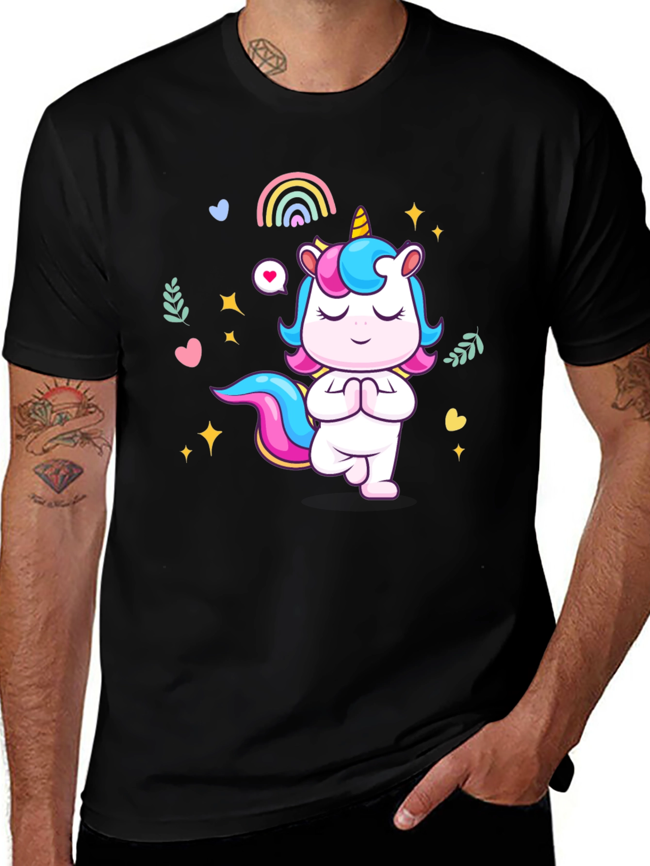 Yoga Unicorn Black T-shirt