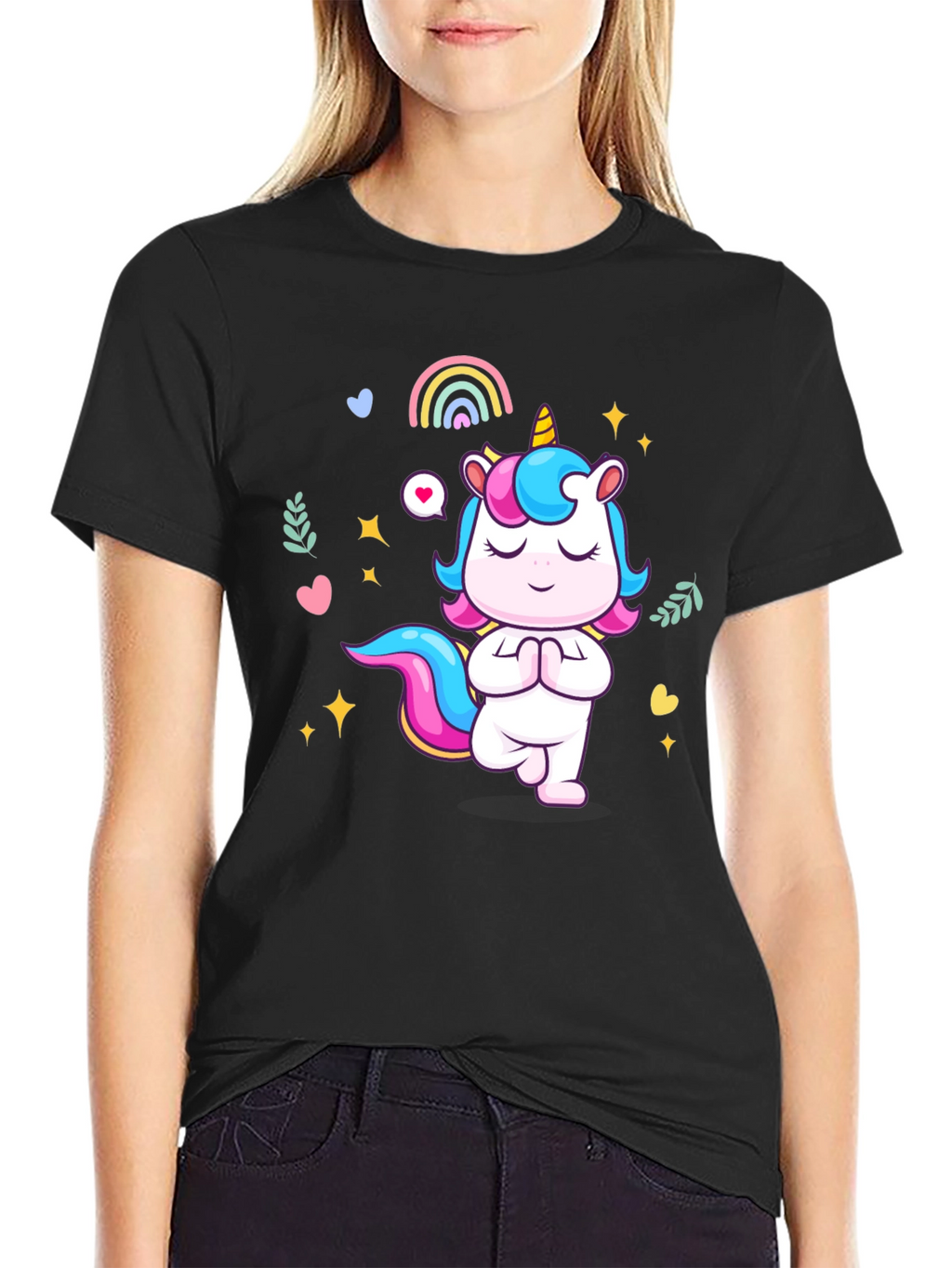 Yoga Unicorn Black T-shirt
