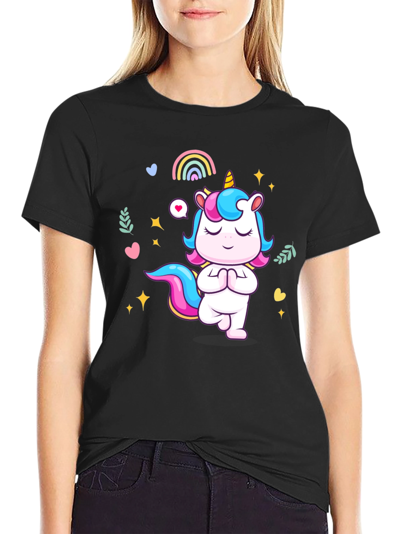 Yoga Unicorn Black T-shirt