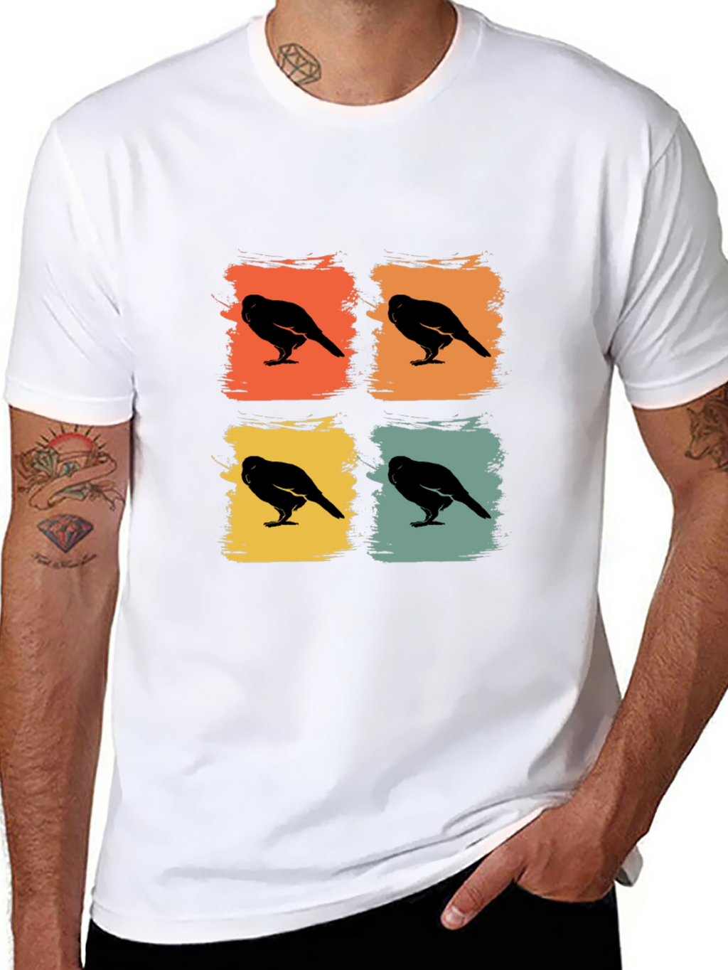 Retro Crow Pop Art Graphic Tee