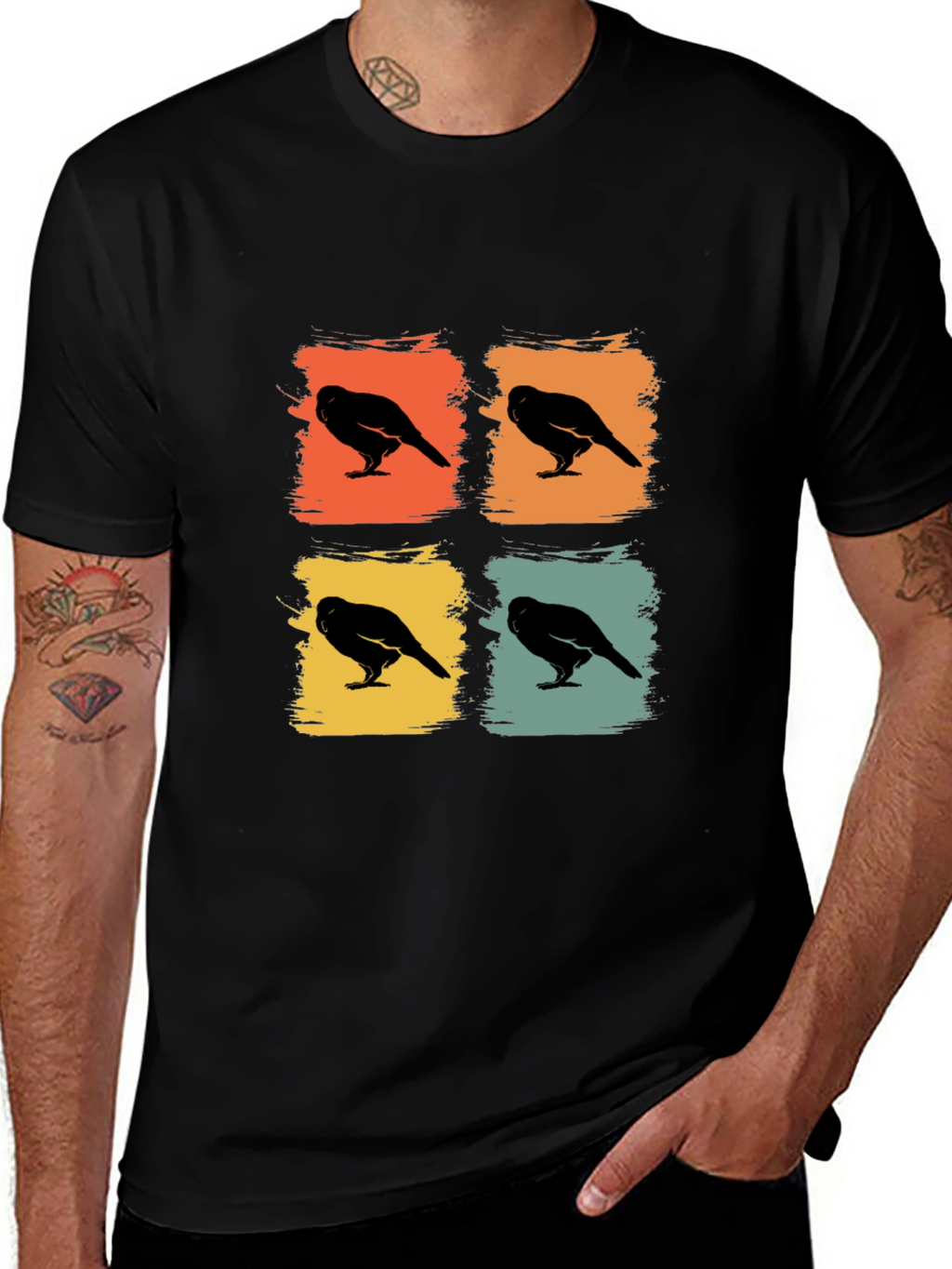 Retro Crow Pop Art Graphic Tee