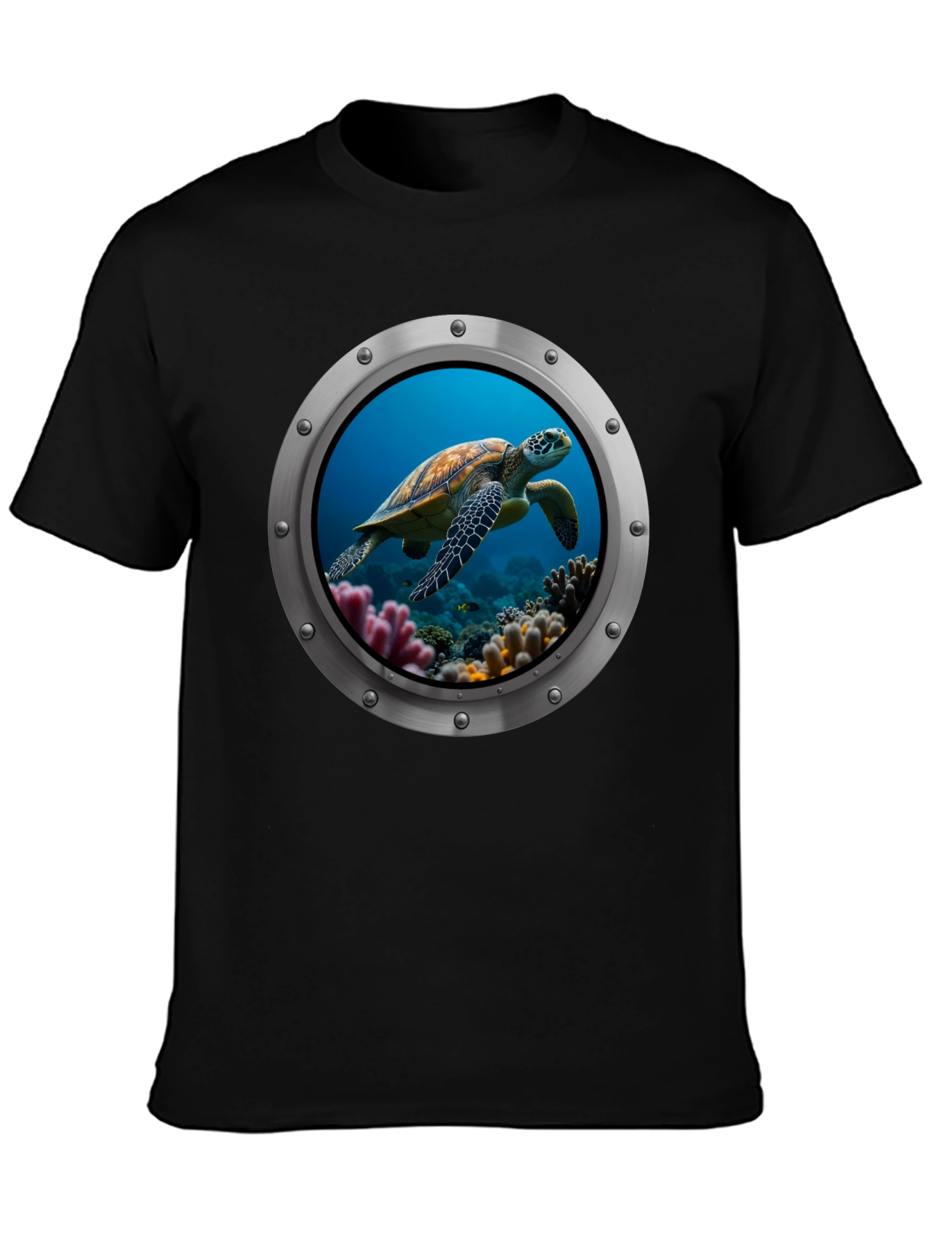 Sea Turtle Porthole Graphic T-Shirt