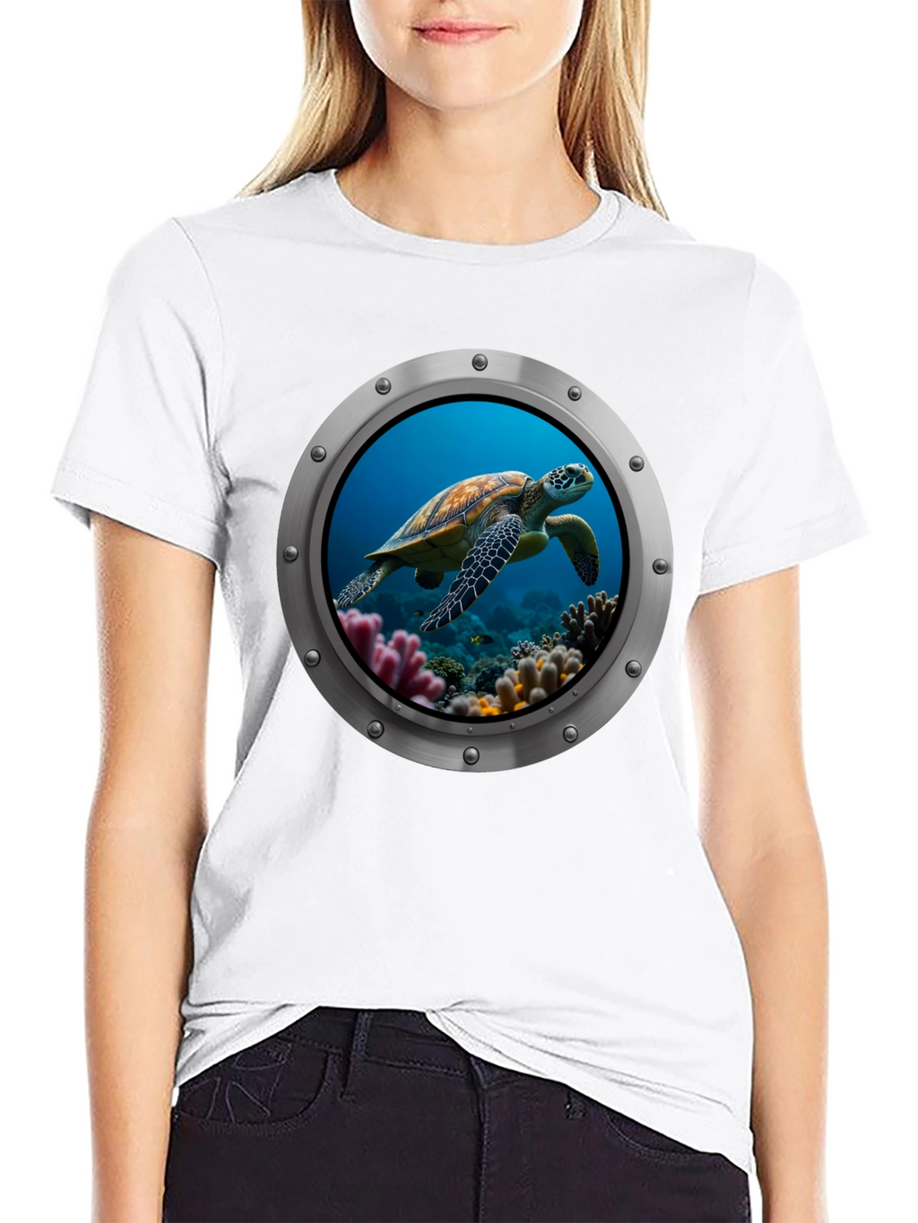 Sea Turtle Porthole Graphic T-Shirt