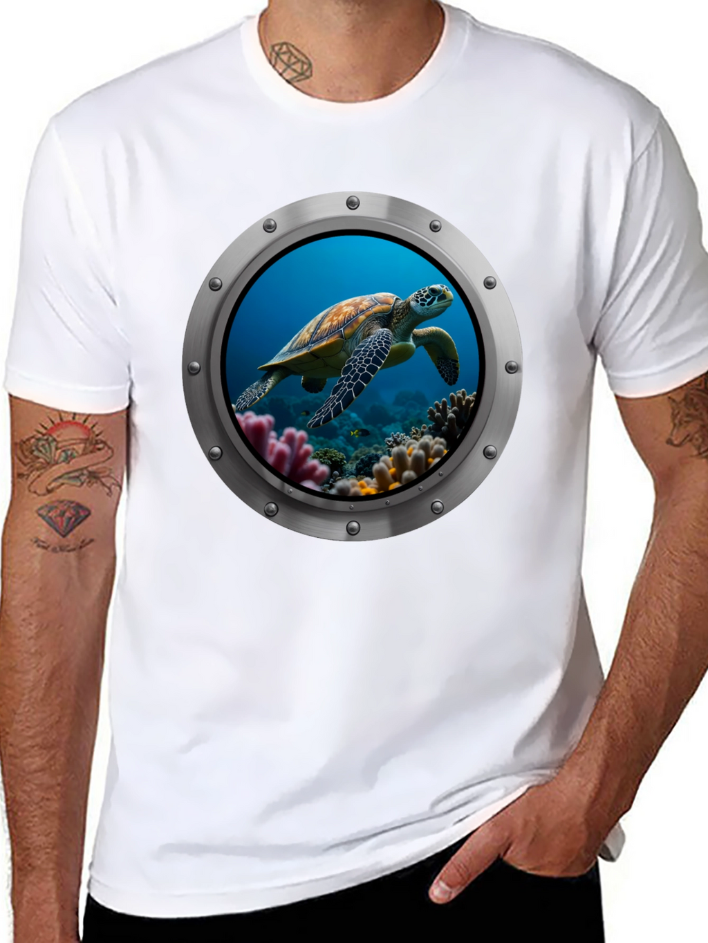 Sea Turtle Porthole Graphic T-Shirt