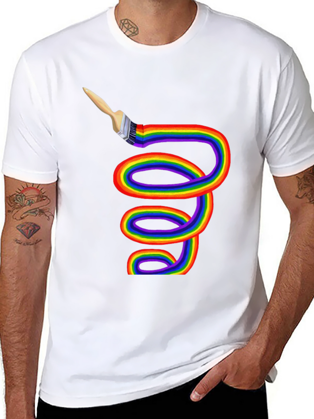 Rainbow Paintbrush Tee - Artistic Expression