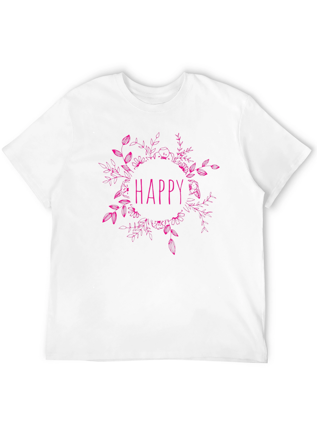 Happy Floral Graphic Black T-Shirt