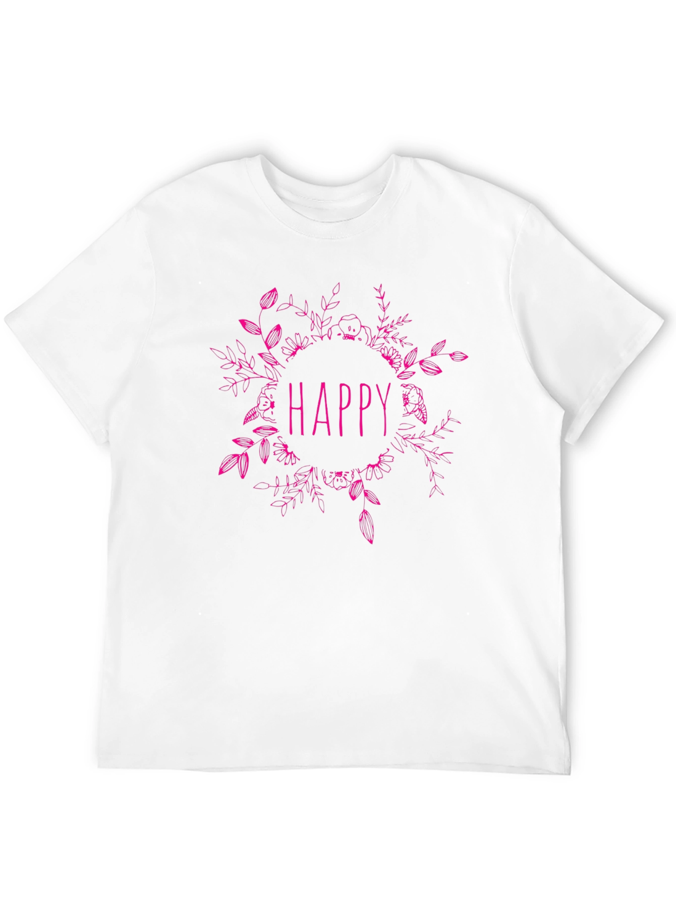 Happy Floral Graphic Black T-Shirt