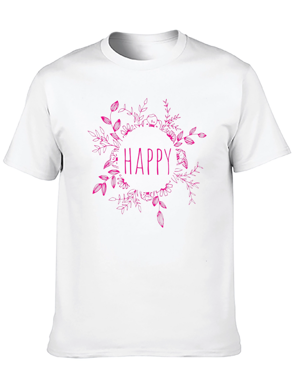 Happy Floral Graphic Black T-Shirt