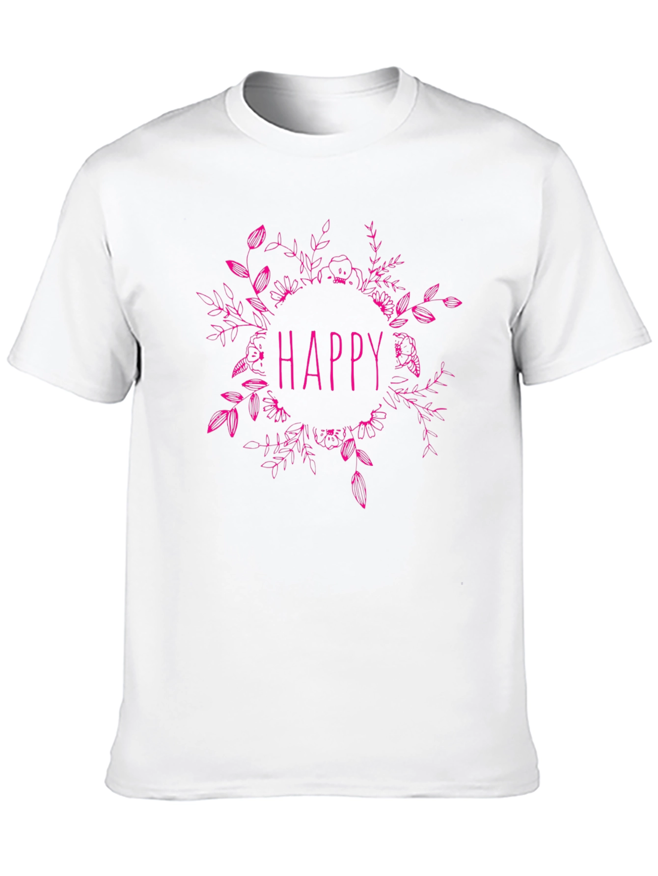 Happy Floral Graphic Black T-Shirt