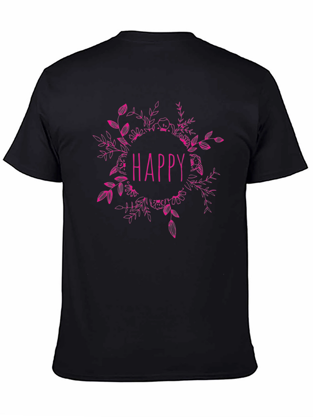 Happy Floral Graphic Black T-Shirt