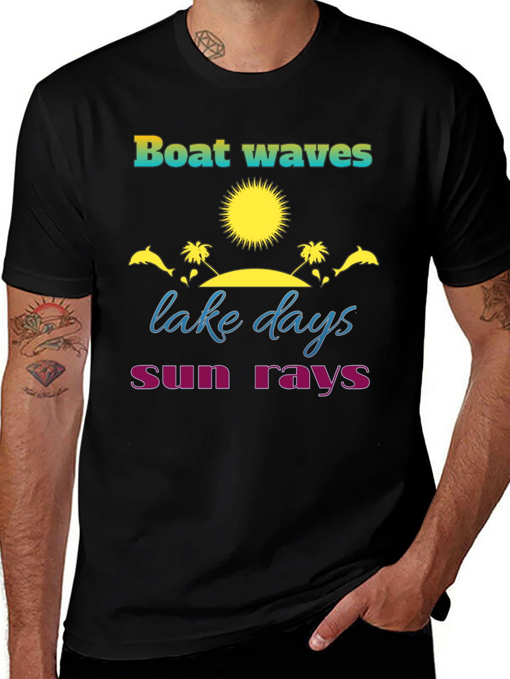 Boat Waves Lake Days Sun Rays T-Shirt