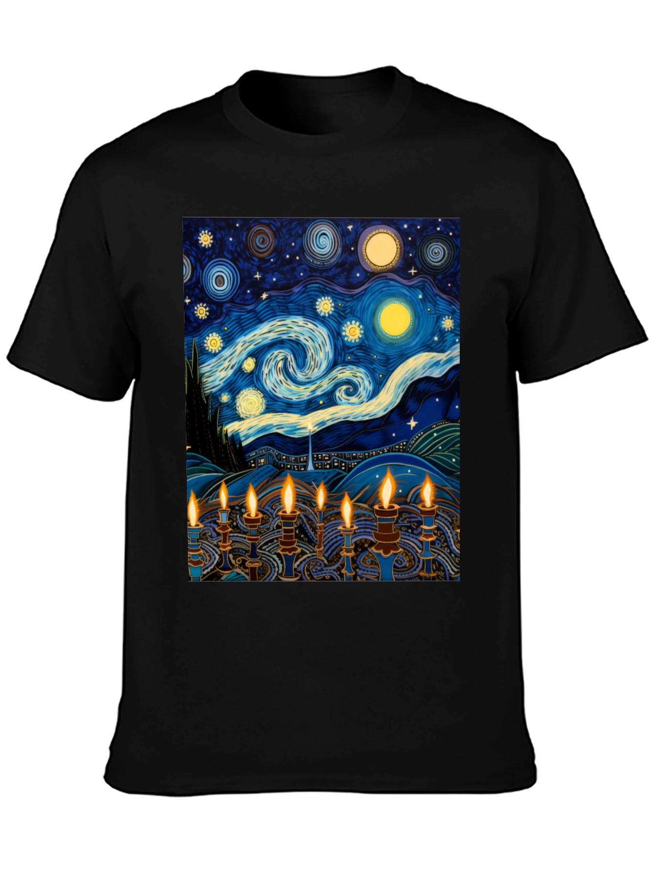 Starry Night Menorah Graphic Tee