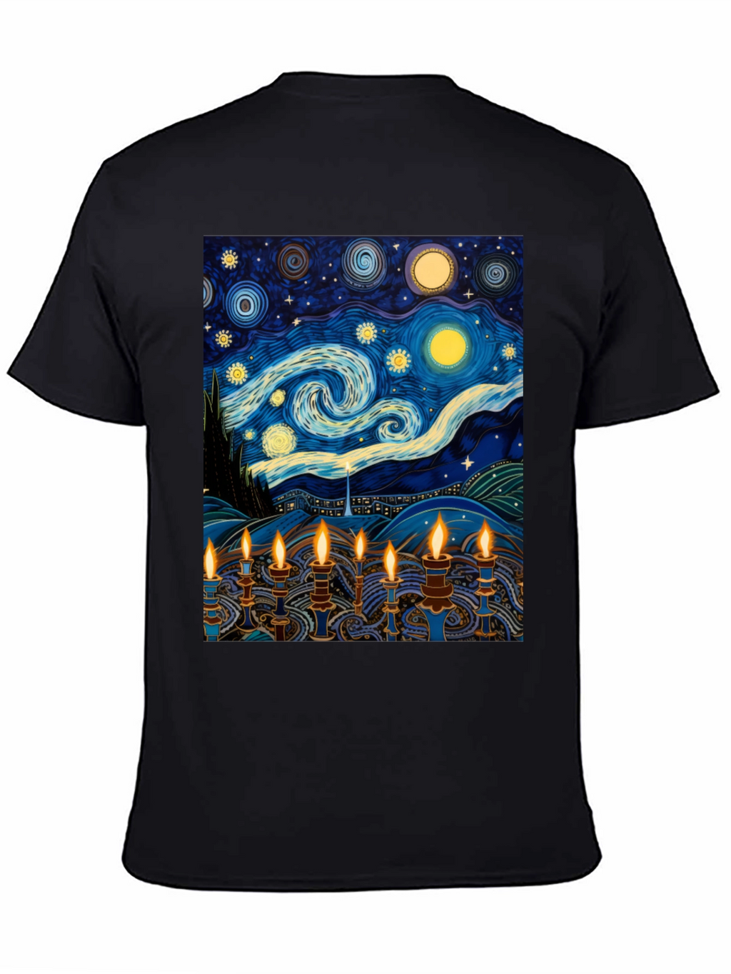 Starry Night Menorah Graphic Tee