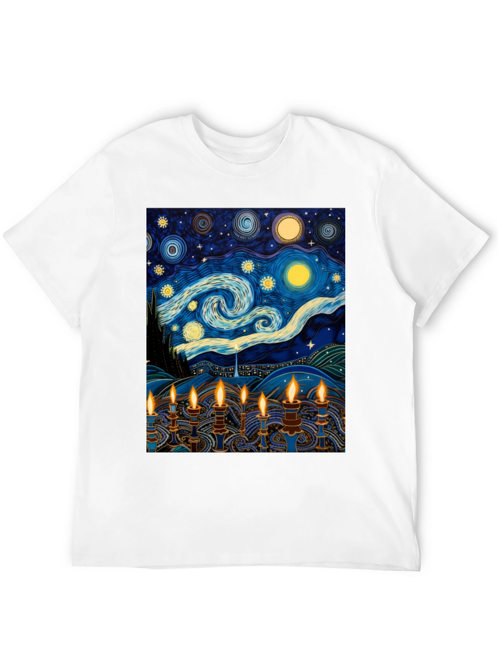 Starry Night Menorah Graphic Tee