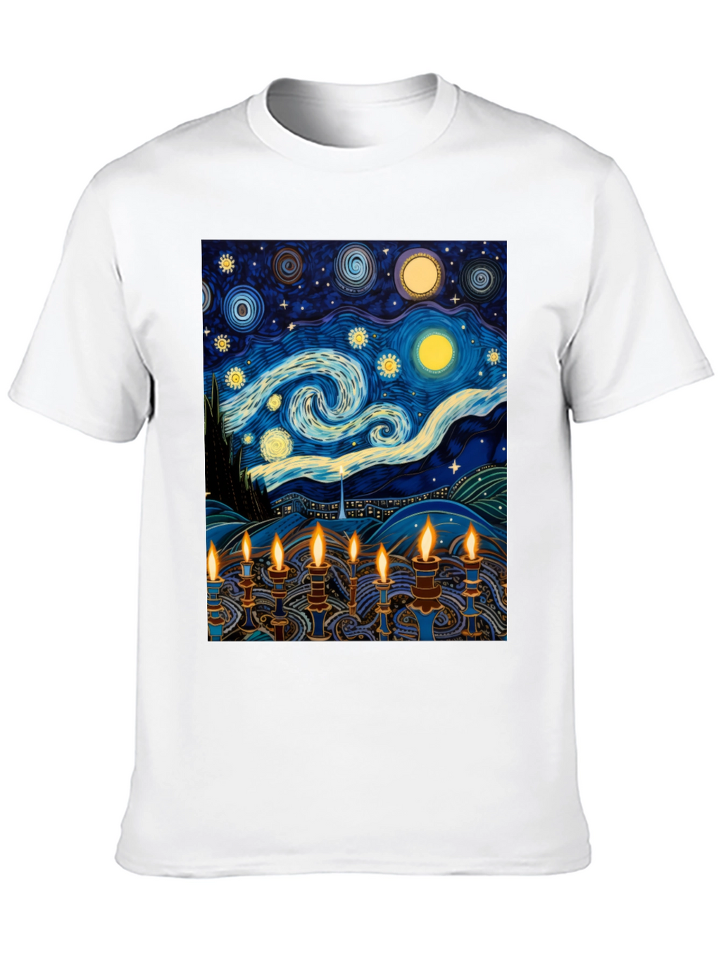 Starry Night Menorah Graphic Tee