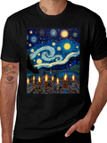 Starry Night Menorah Graphic Tee
