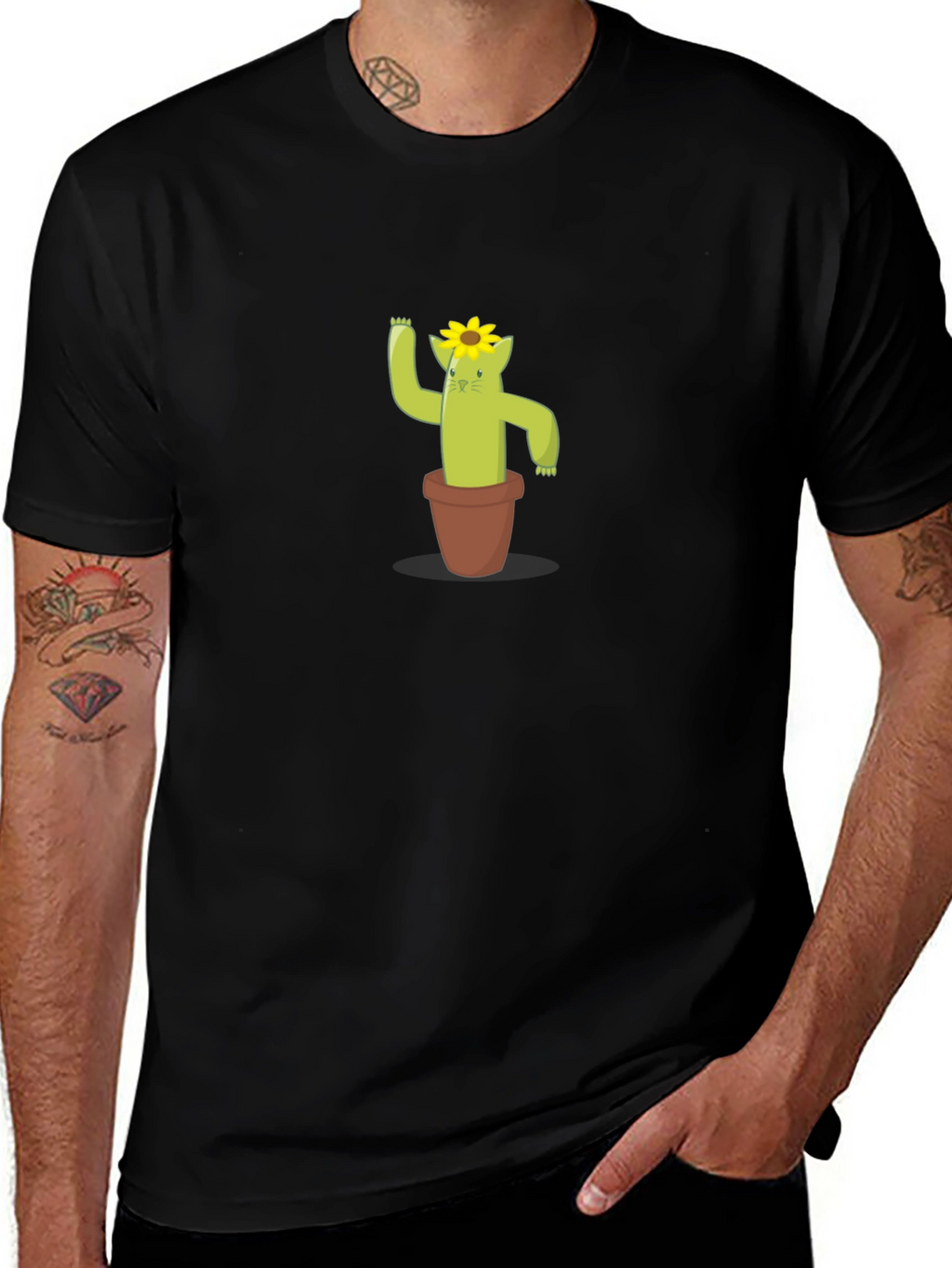 Cactus Cat Tee - Cute Graphic T-Shirt