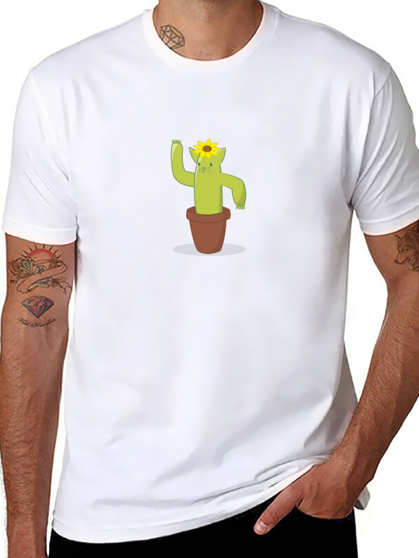 Cactus Cat Tee - Cute Graphic T-Shirt