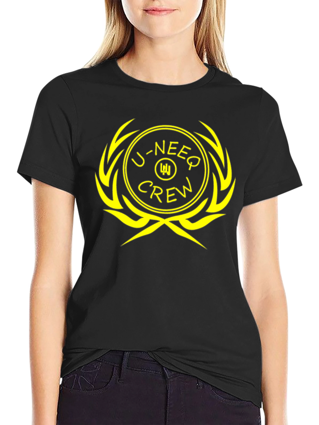 U-NEEQ Crew Black Graphic T-Shirt