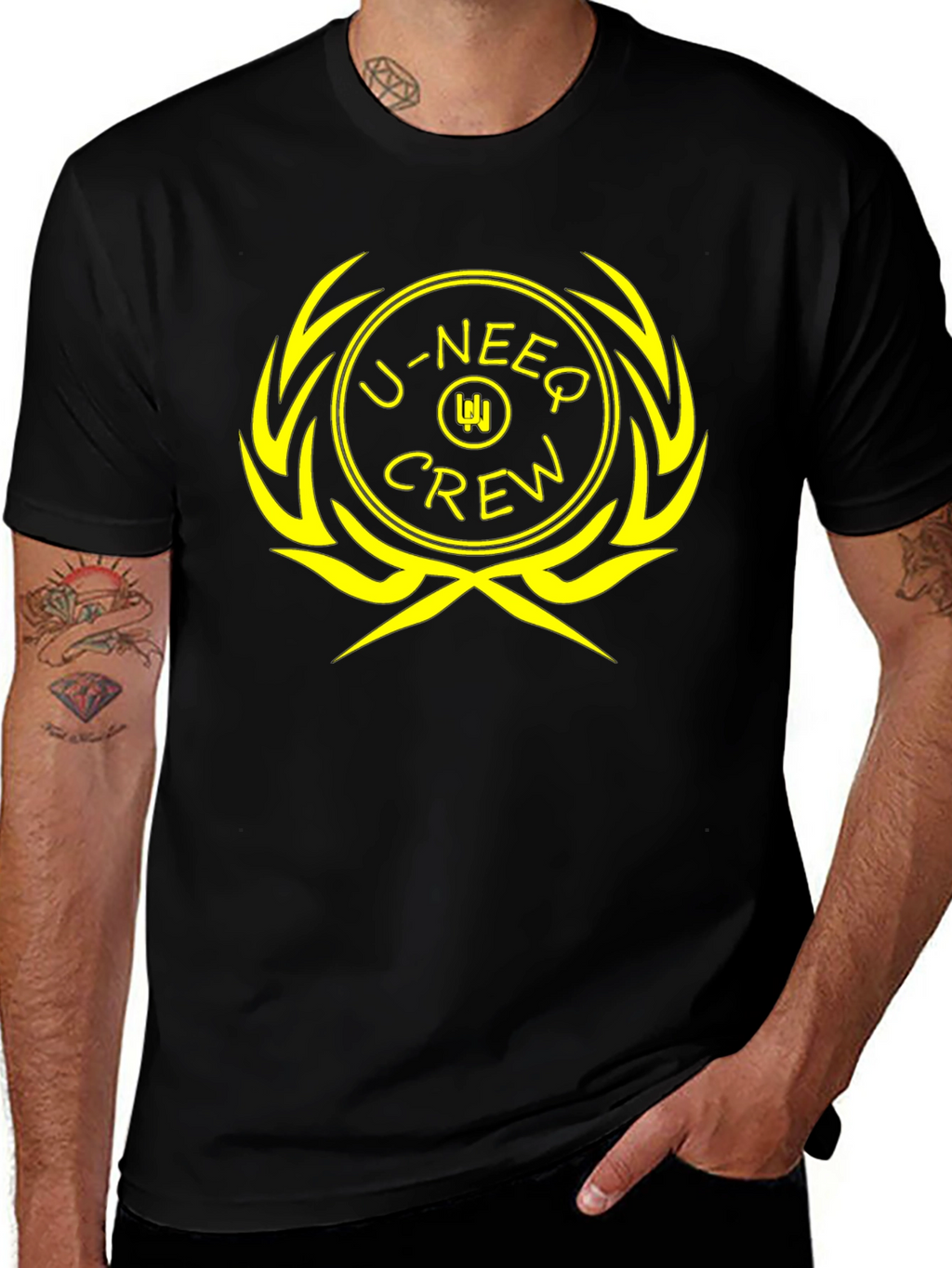 U-NEEQ Crew Black Graphic T-Shirt
