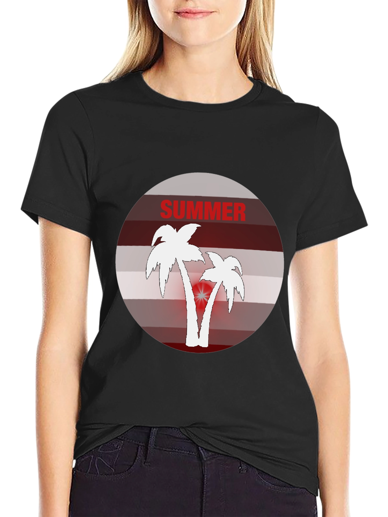 Summer Vibes Graphic Tee - Palm Tree Design