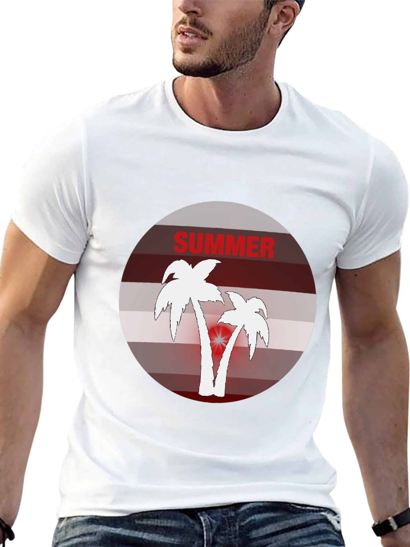 Summer Vibes Graphic Tee - Palm Tree Design
