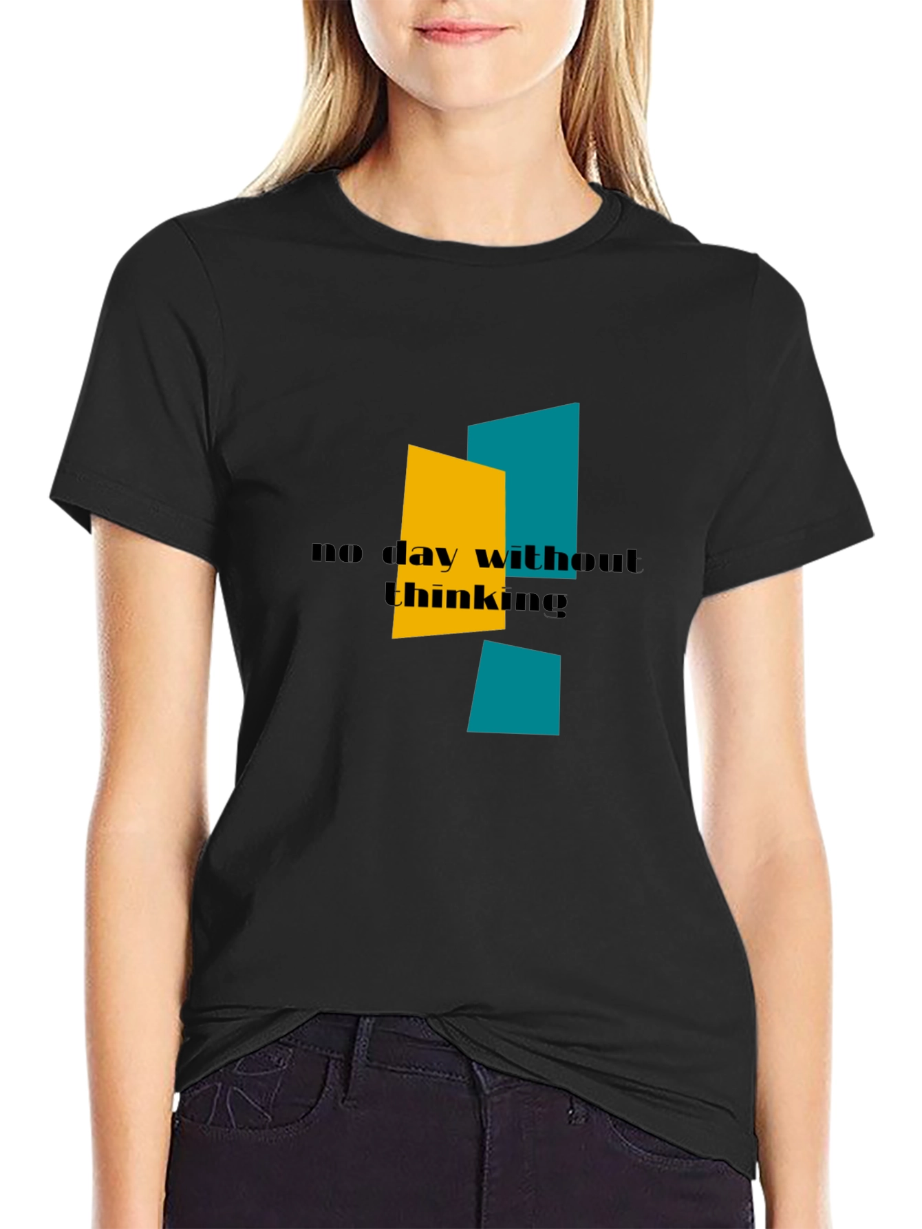 Abstract Geometric Graphic Print Tee - No Day Without Thinking