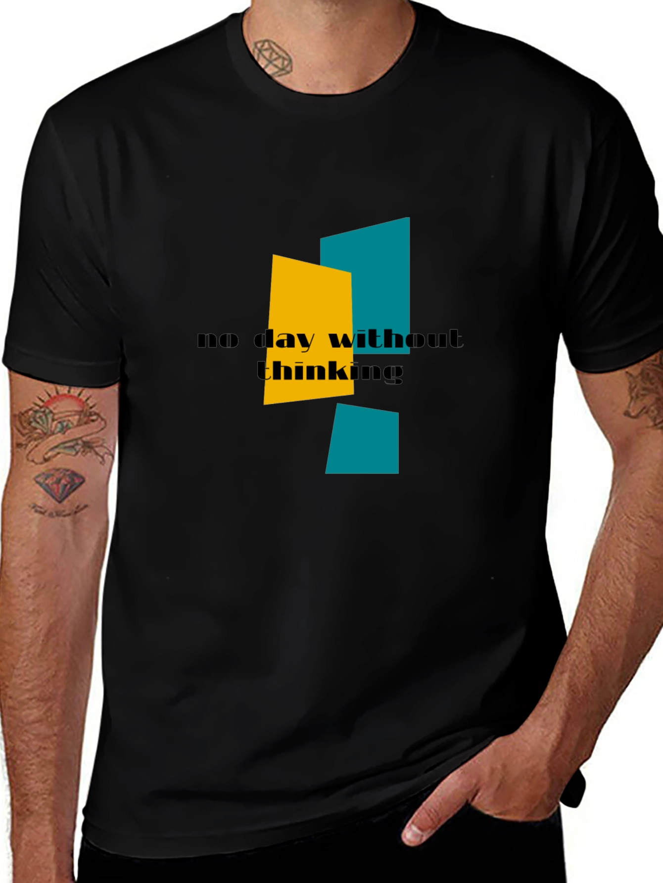 Abstract Geometric Graphic Print Tee - No Day Without Thinking