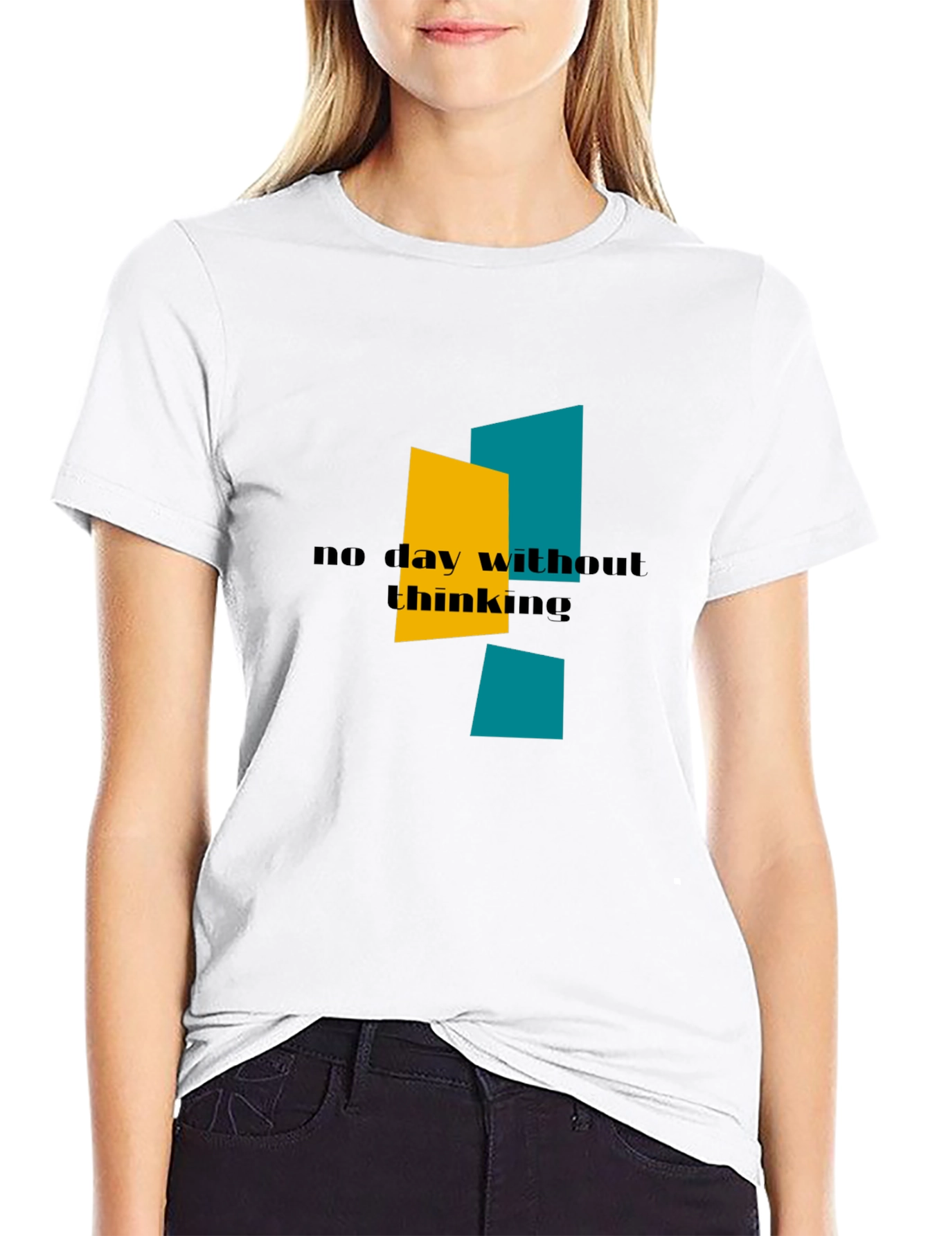 Abstract Geometric Graphic Print Tee - No Day Without Thinking