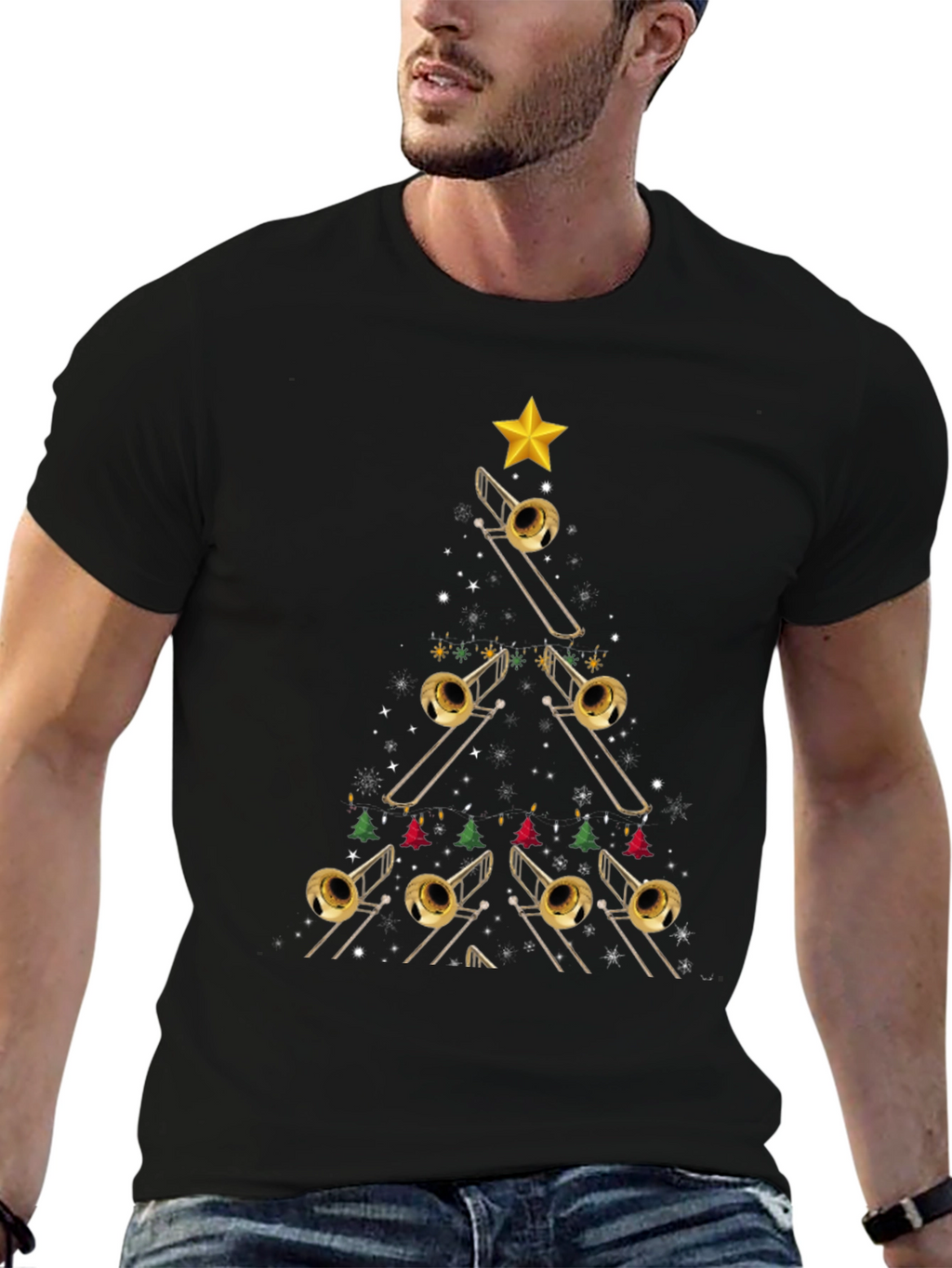 Trombone Christmas Tree T-Shirt
