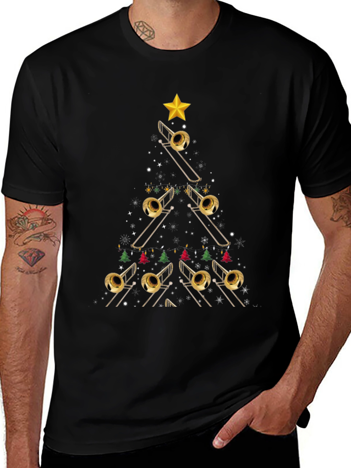 Trombone Christmas Tree T-Shirt
