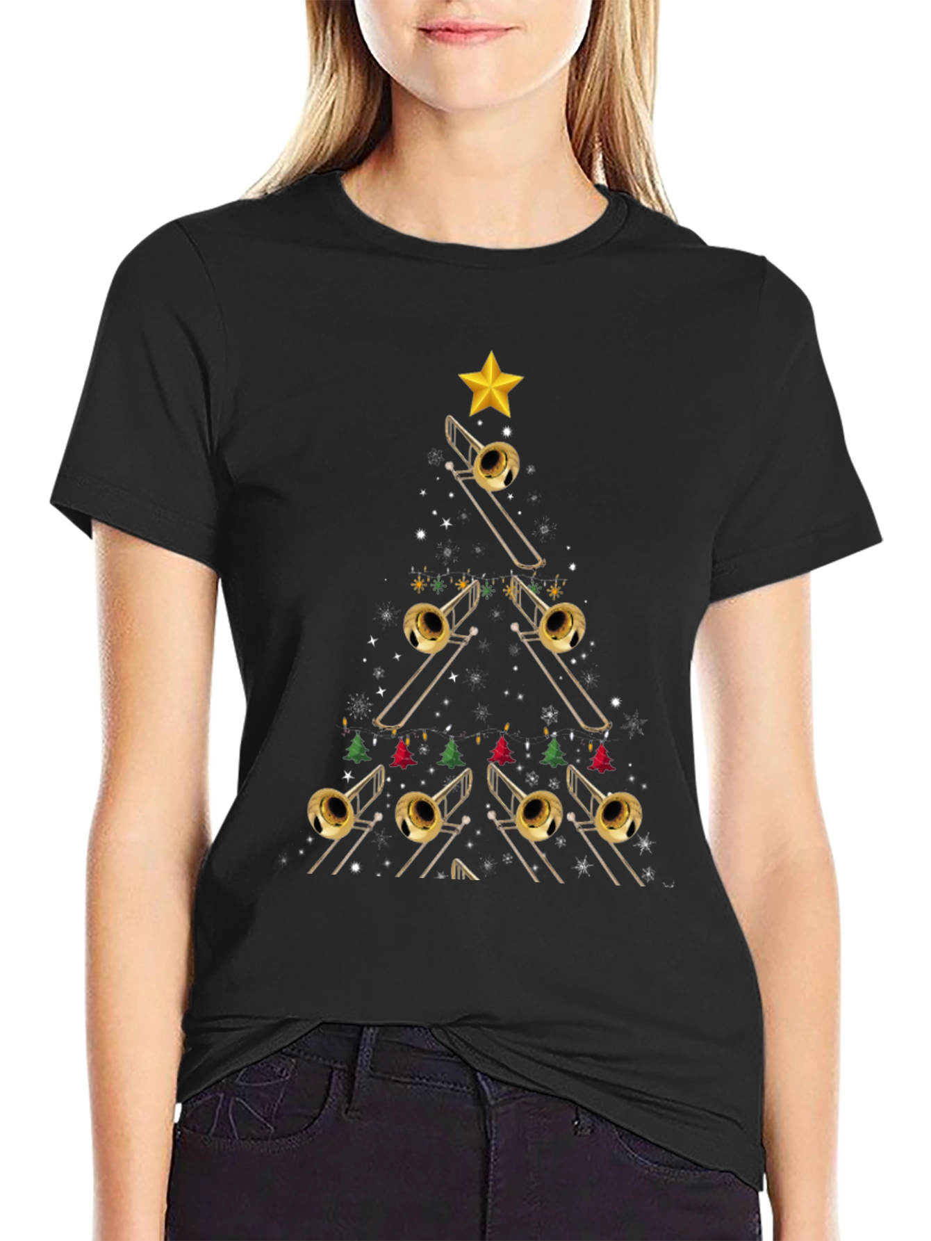 Trombone Christmas Tree T-Shirt