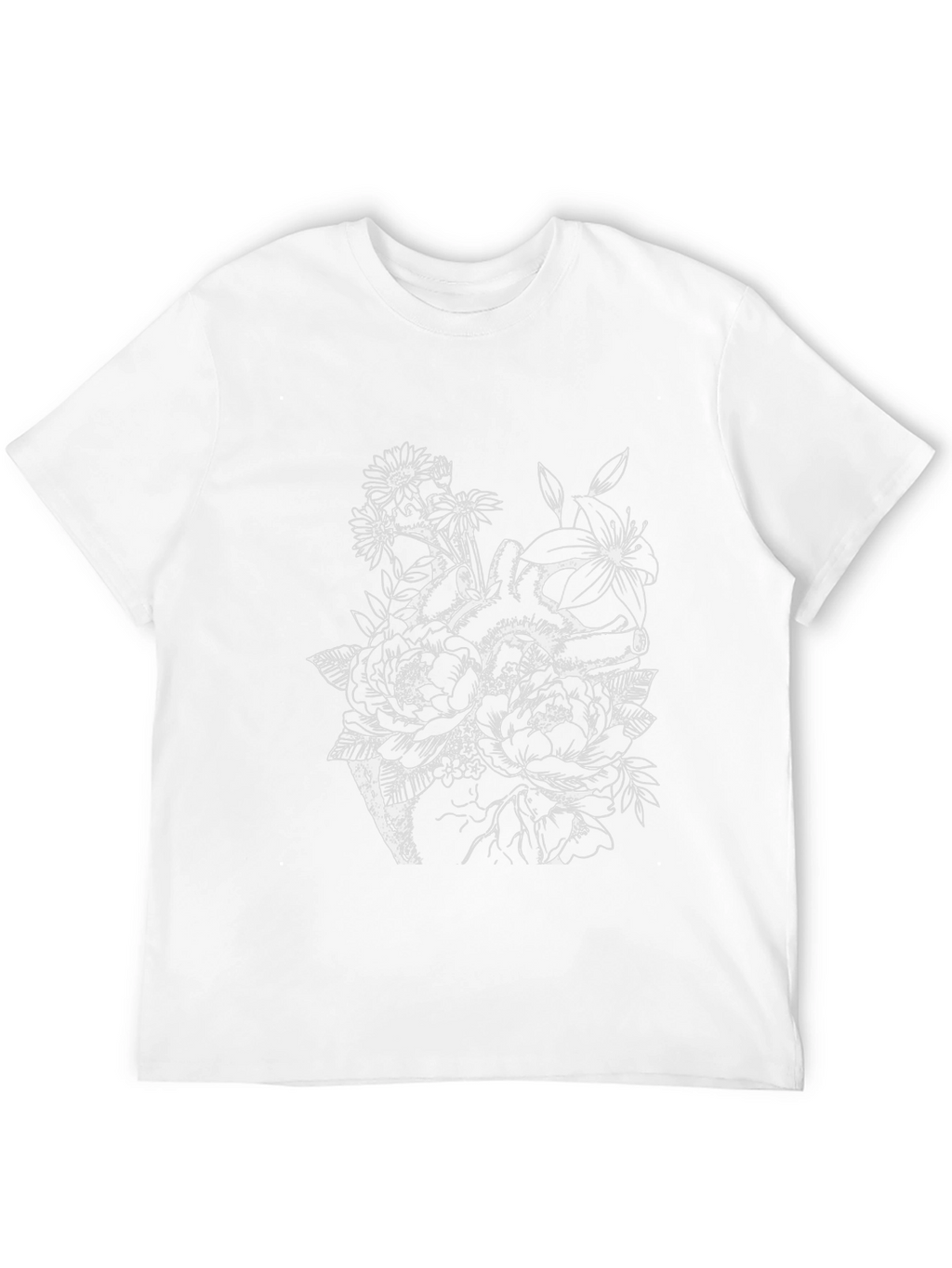 Floral Heart Print Black T-Shirt