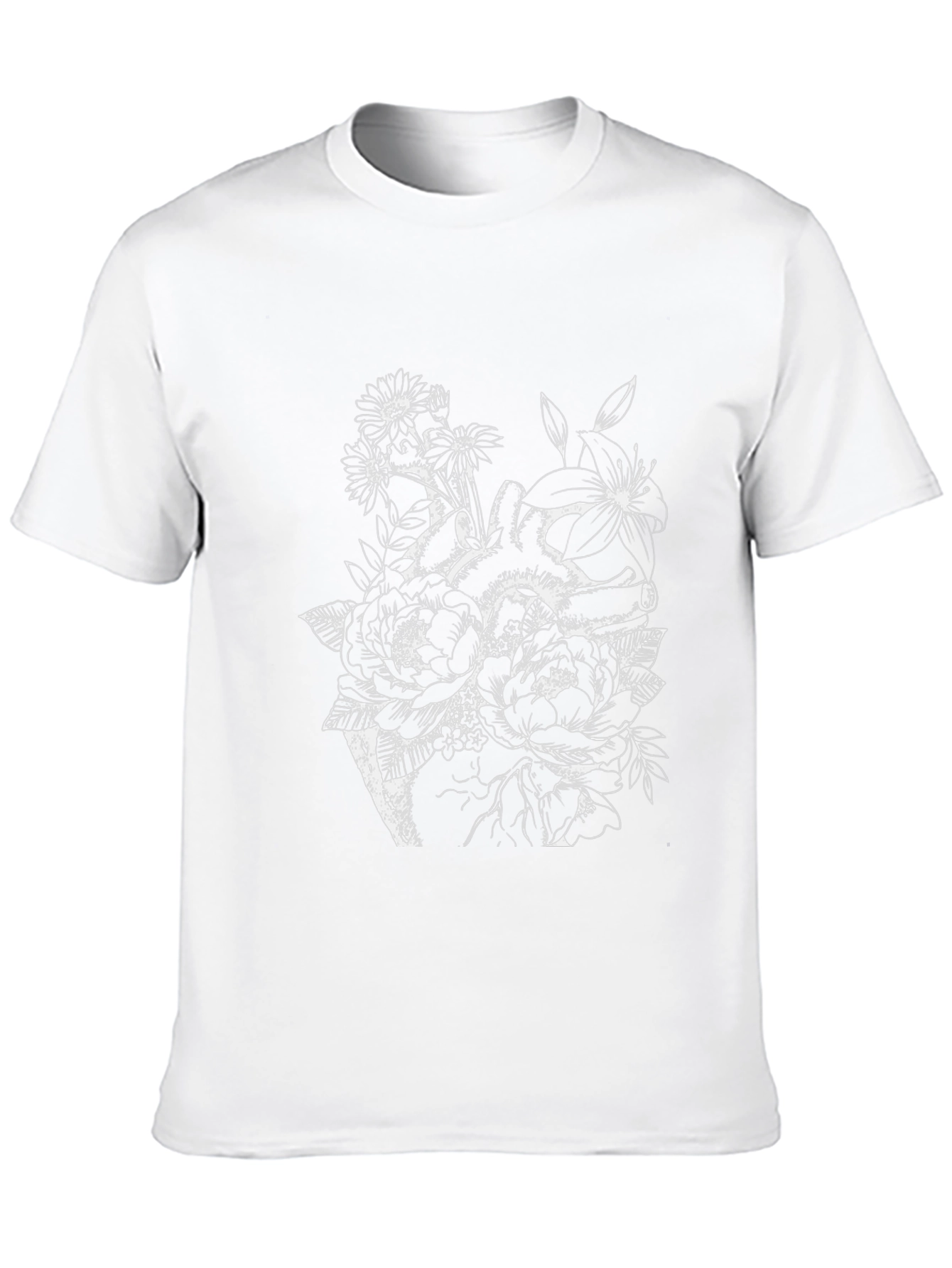 Floral Heart Print Black T-Shirt