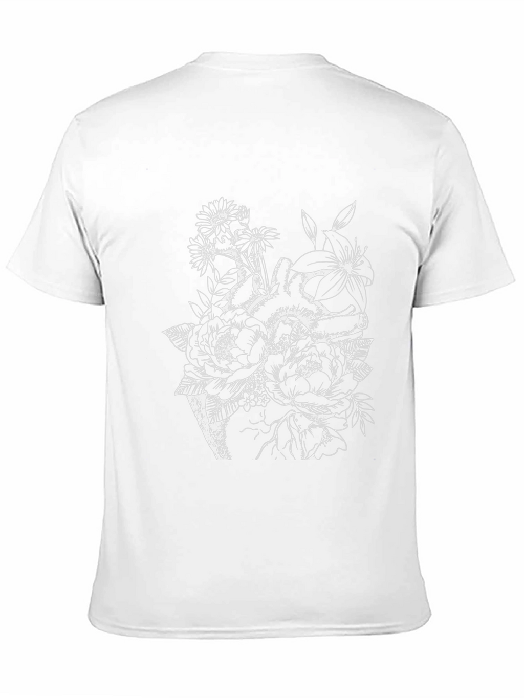 Floral Heart Print Black T-Shirt