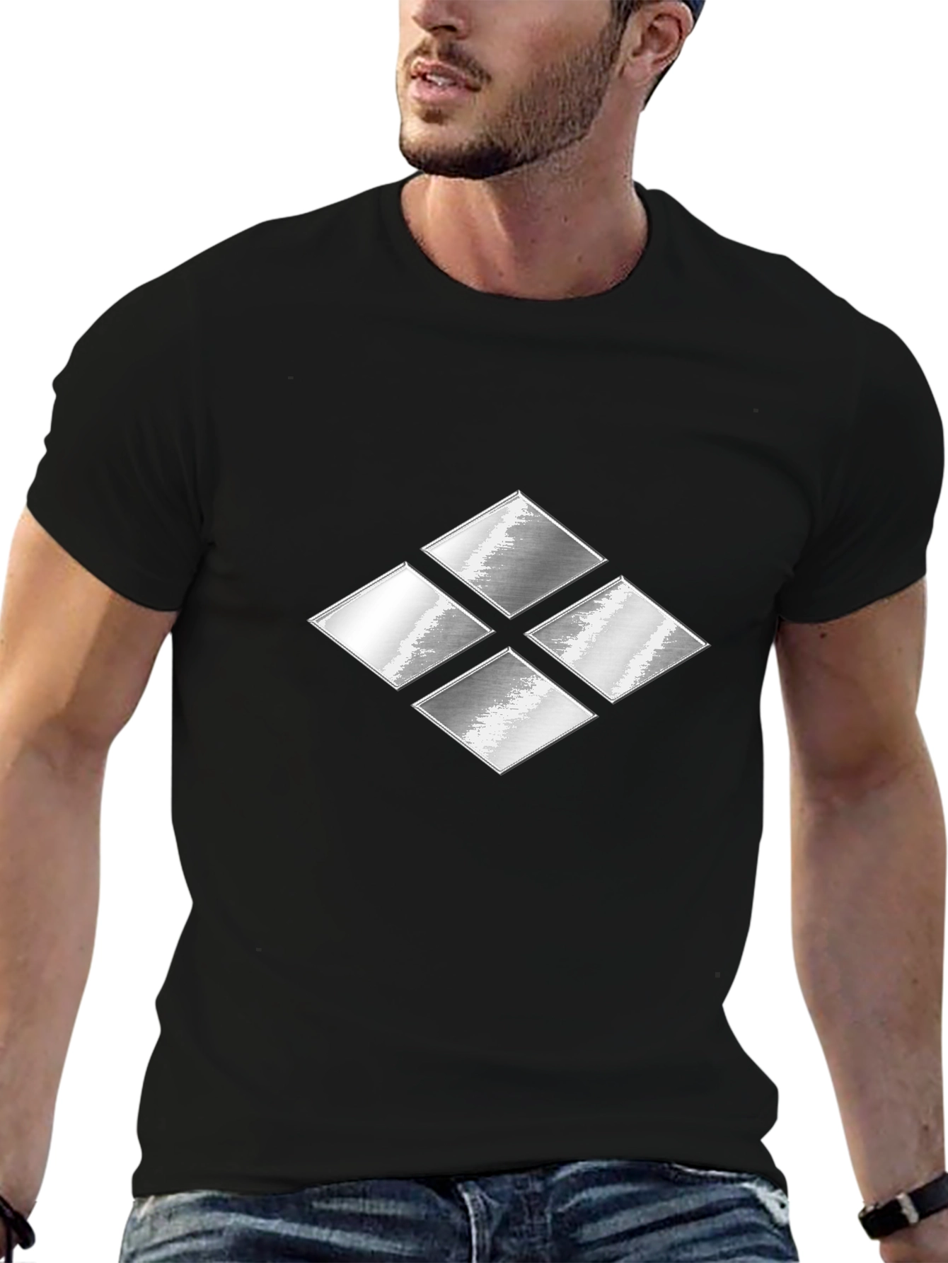 Silver Diamond Graphic T-Shirt - Modern Casual Tee