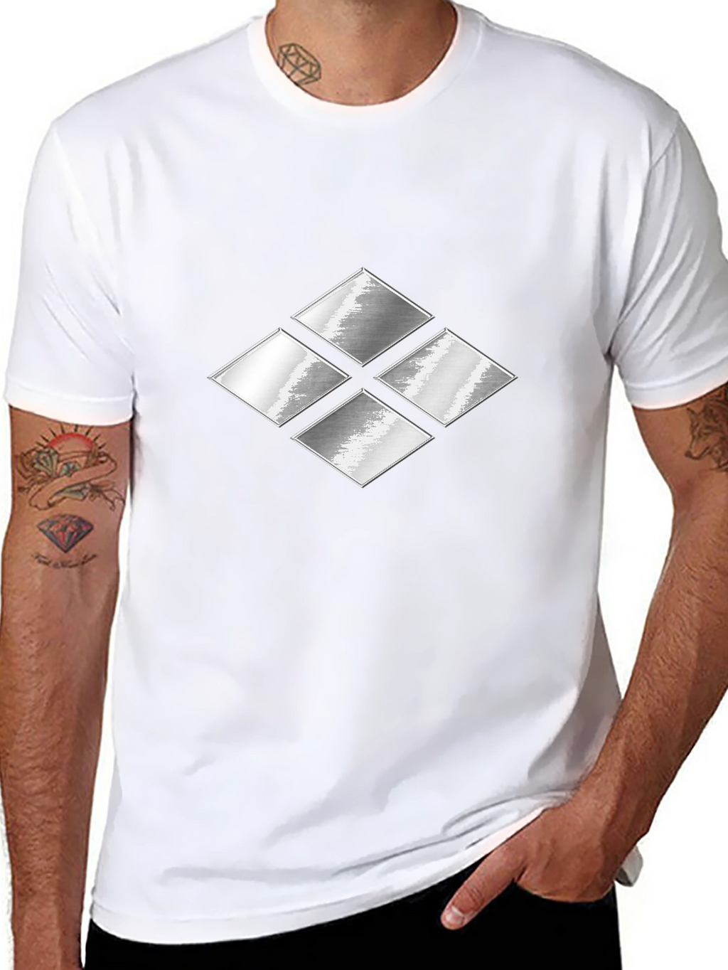 Silver Diamond Graphic T-Shirt - Modern Casual Tee