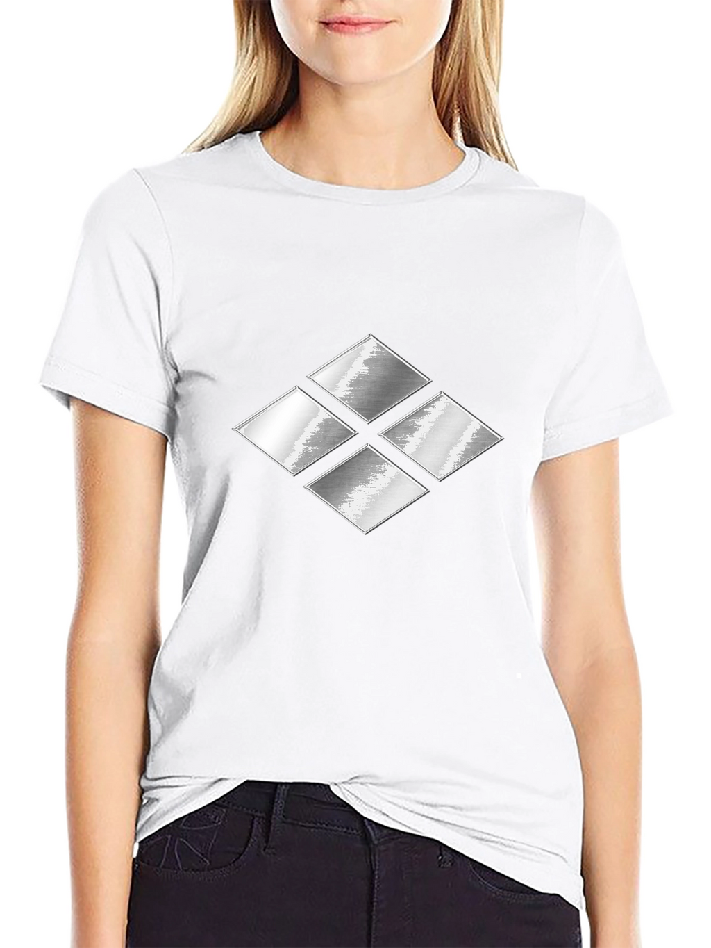 Silver Diamond Graphic T-Shirt - Modern Casual Tee