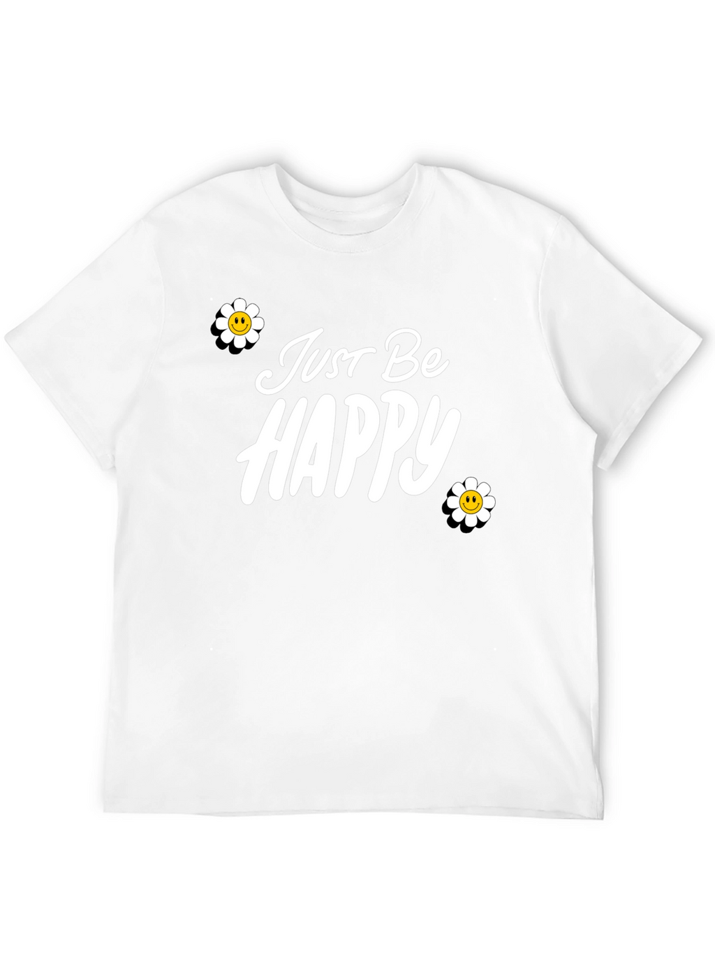 Just Be Happy Graphic Tee - Black Casual T-Shirt