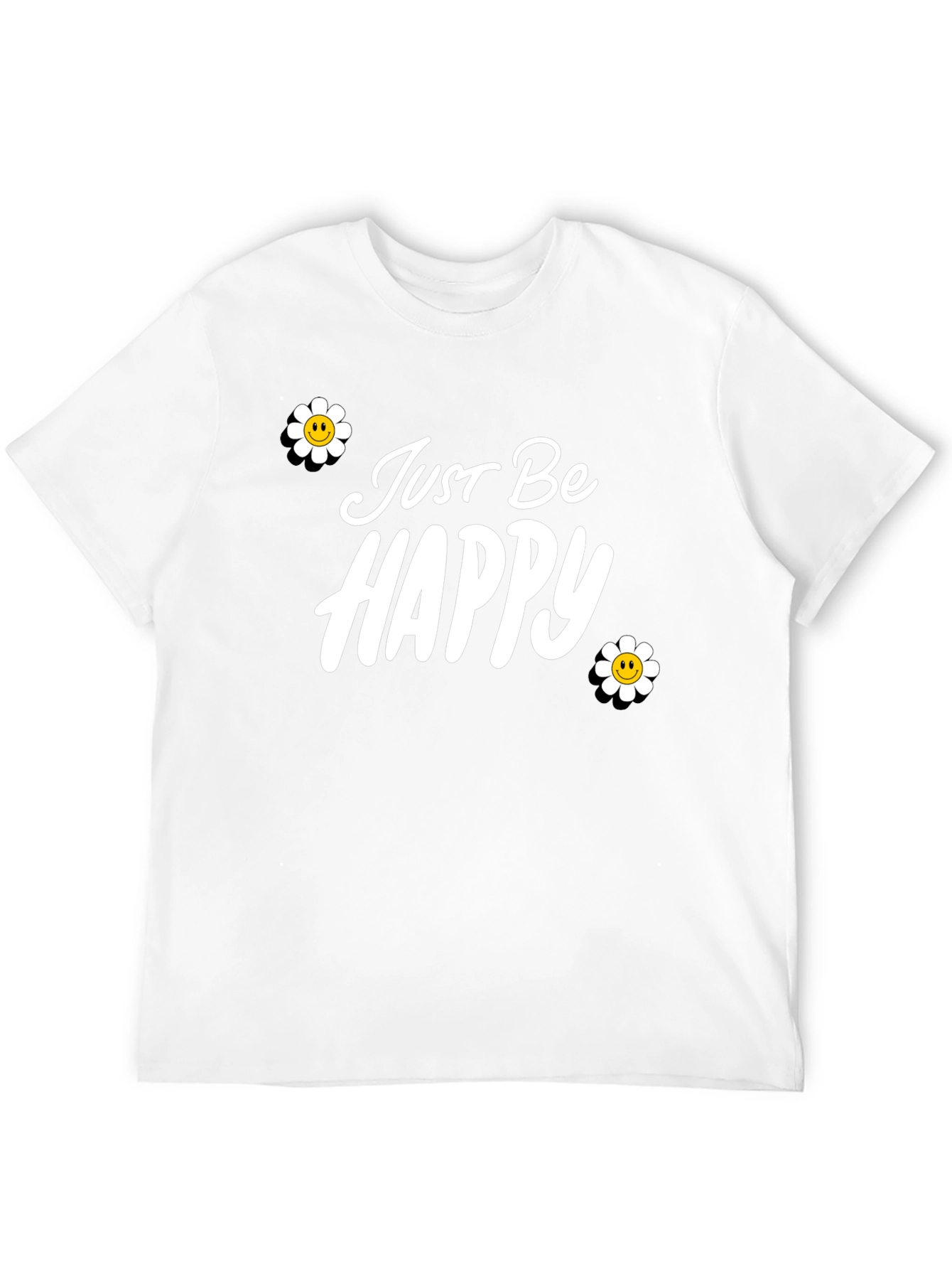 Just Be Happy Graphic Tee - Black Casual T-Shirt