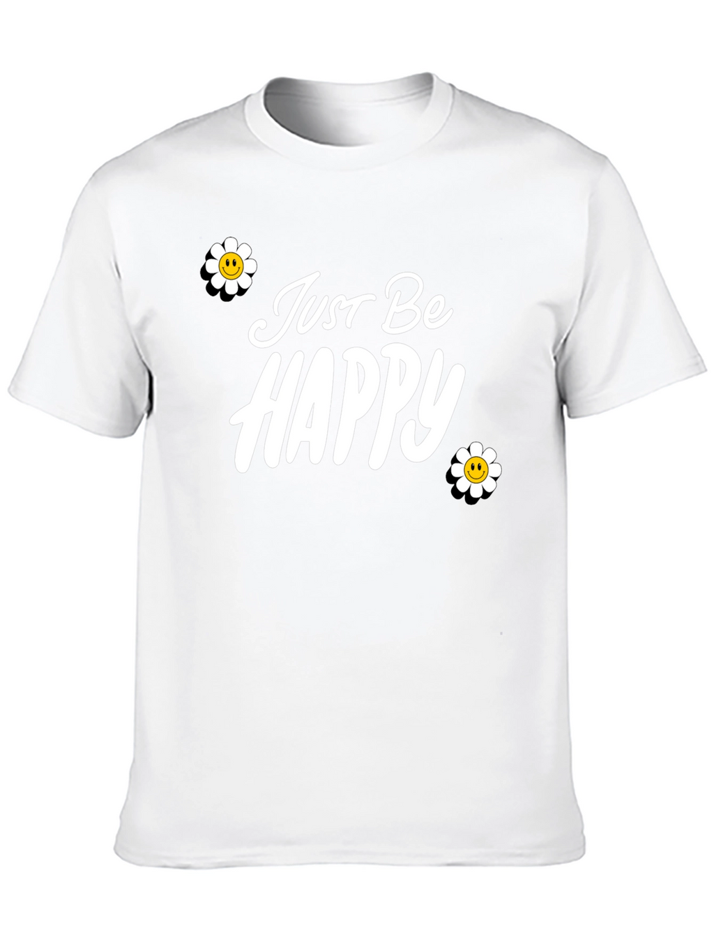 Just Be Happy Graphic Tee - Black Casual T-Shirt