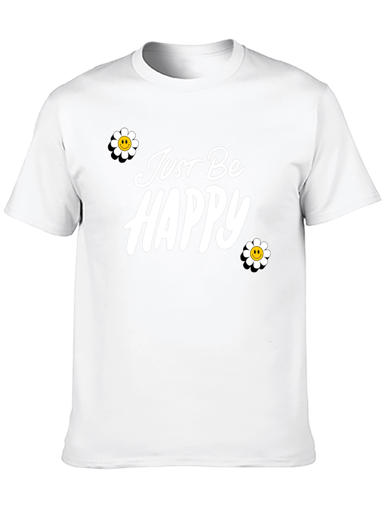 Just Be Happy Graphic Tee - Black Casual T-Shirt