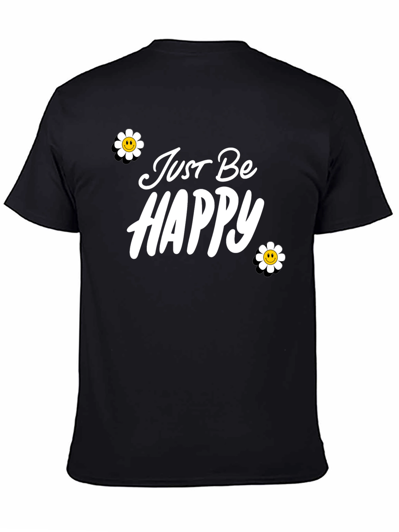 Just Be Happy Graphic Tee - Black Casual T-Shirt