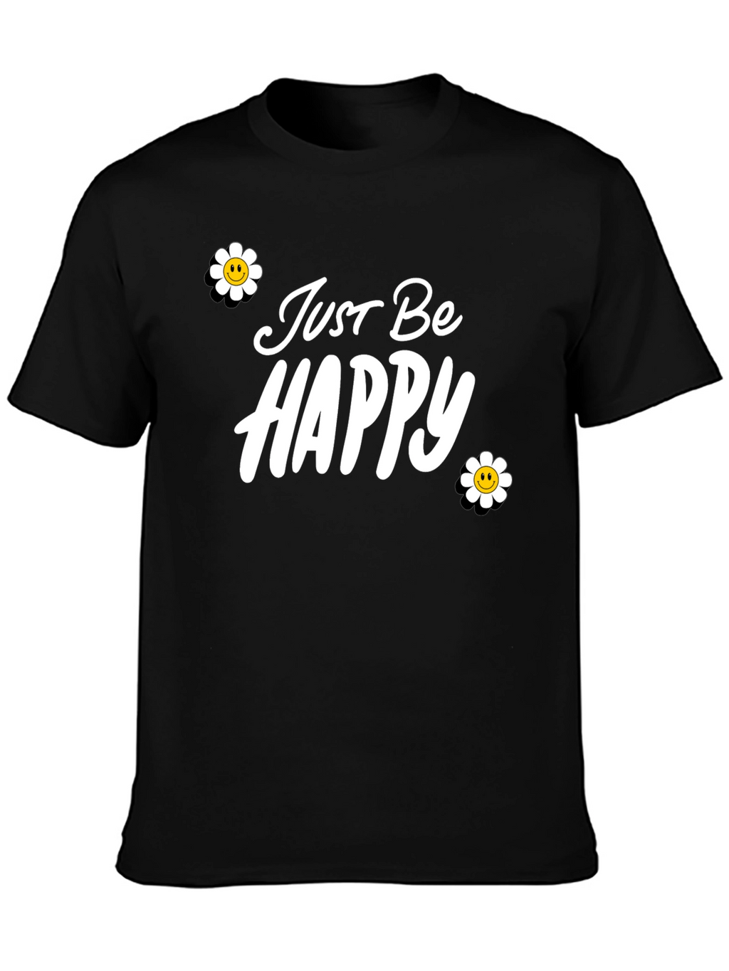 Just Be Happy Graphic Tee - Black Casual T-Shirt