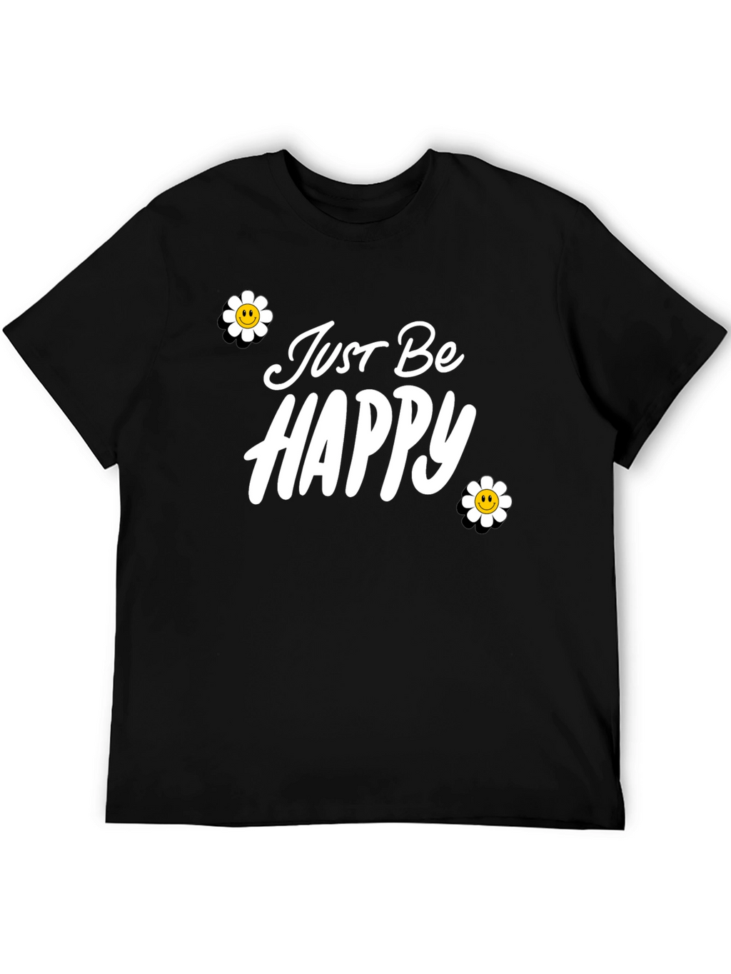 Just Be Happy Graphic Tee - Black Casual T-Shirt