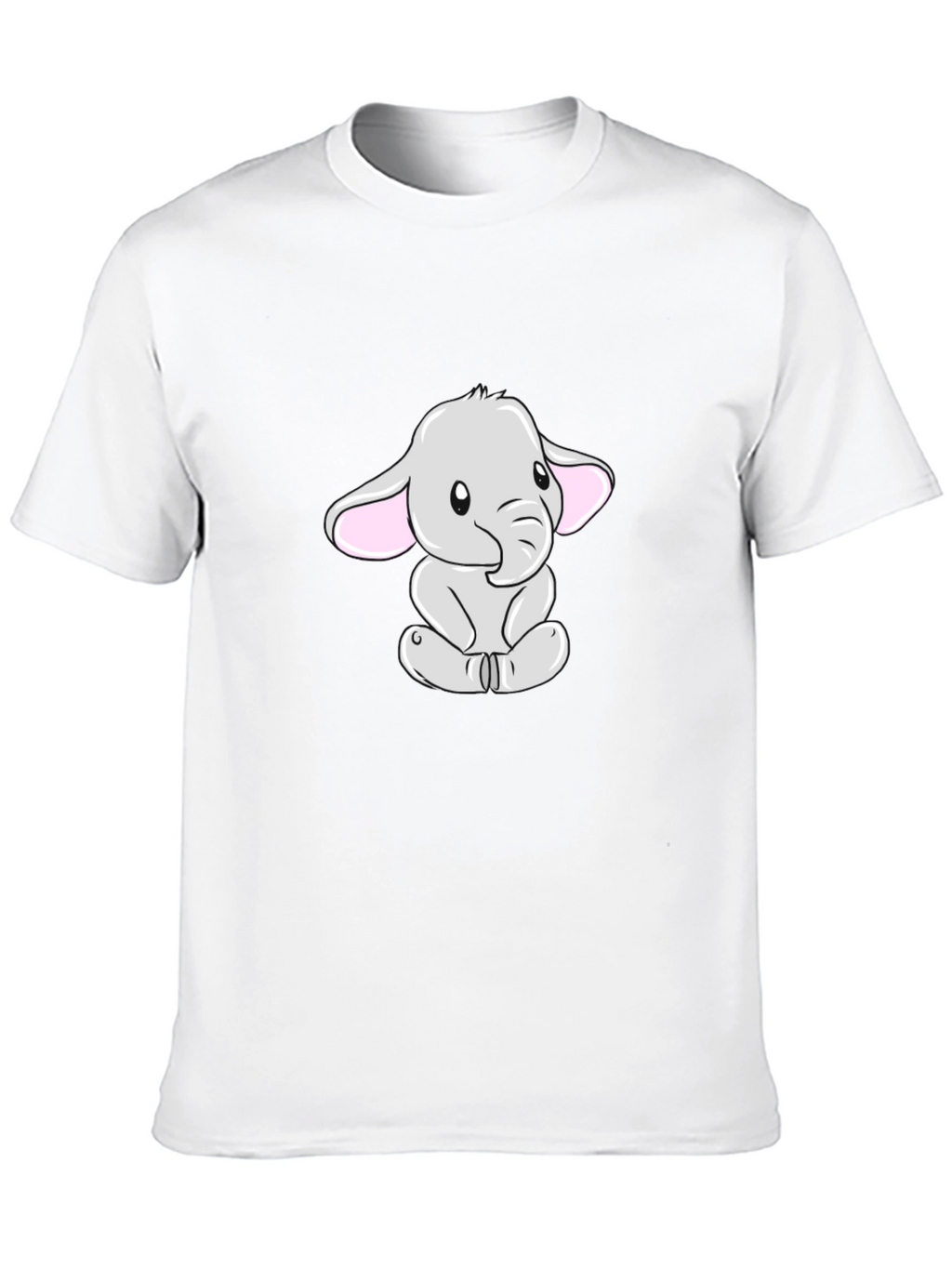 Cute Elephant Graphic Tee - Black Cotton Blend