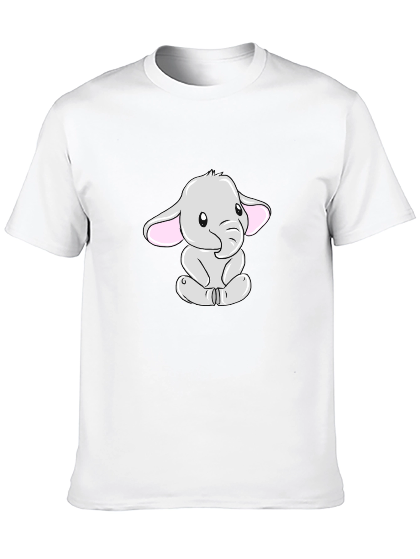 Cute Elephant Graphic Tee - Black Cotton Blend