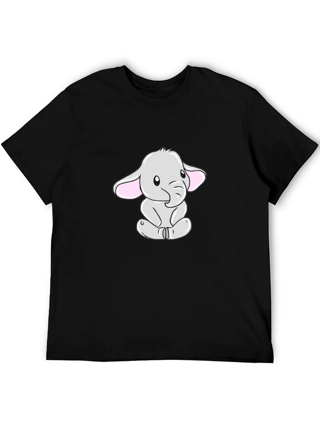 Cute Elephant Graphic Tee - Black Cotton Blend