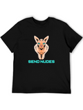 Send Nudes Cat Graphic Black T-Shirt