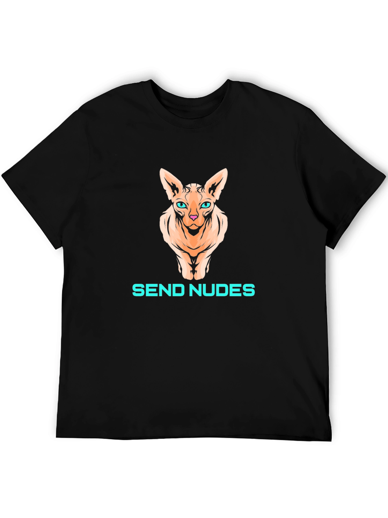 Send Nudes Cat Graphic Black T-Shirt
